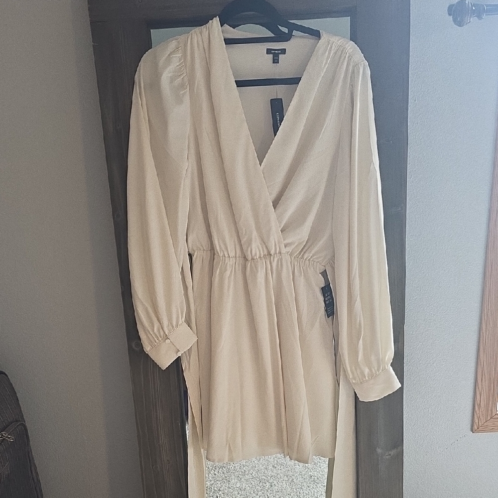 Express Ivory Wrap Mini Dress